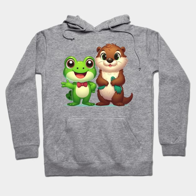 Friendly Frog & Otter Friendship Design Hoodie by WEARWORLD